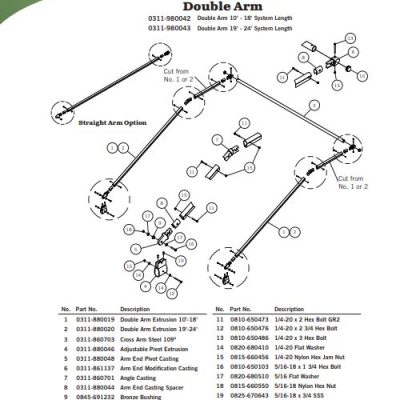 Aero Easy Cover, Double Arm-Gravity Arm Assembly